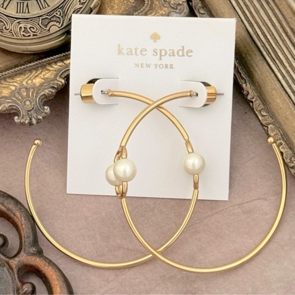 KATE SPADE • Nouveau Pearl Large Hoop Earrings - Picture 6 of 6